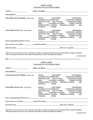 FIXED ASSET CHANGE OF LOCATION FORM