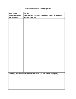 Cornell Note-Taking System Template