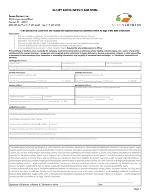 Injury and Illness Claim Form