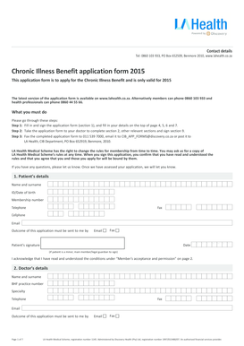 Chronic Illness Benefit Application Form