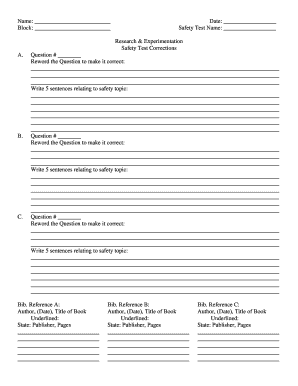 Safety Test Correction Form