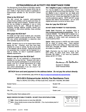 Extracurricular Activity Fee Remittance Form