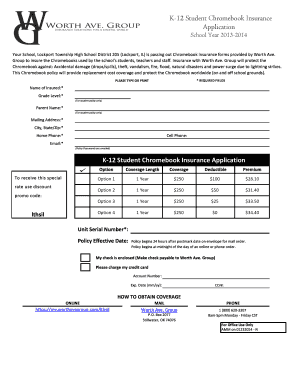K-12 Student Chromebook Insurance Application