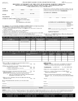 Raleigh Housing Authority Application Form