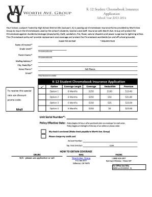 K-12 Student Chromebook Insurance Application