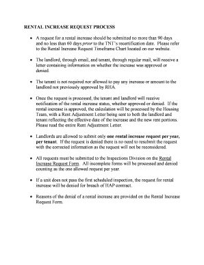 Fillable Online RENTAL INCREASE REQUEST PROCESS Fax Email Print - pdfFiller