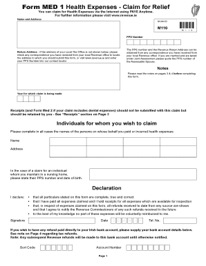 Form MED 1 Health Expenses Claim for Relief
