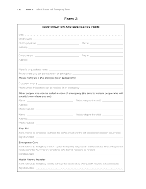Child Identification and Emergency Form