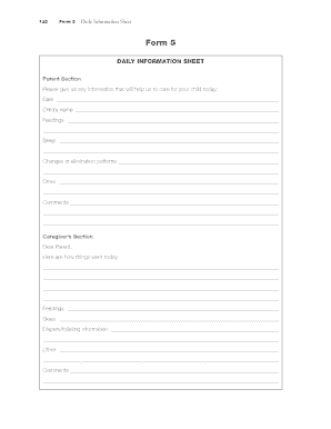 Form 5 Daily Information Sheet