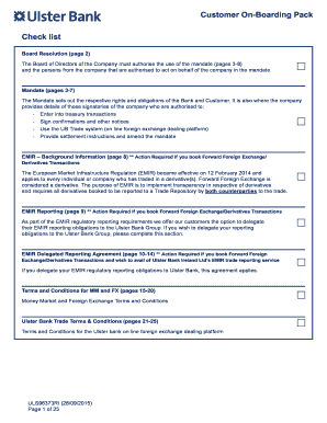 Ulster Bank Treasury Mandate Agreement