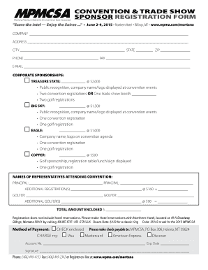 ConVEntIon traDE ShoW SponSor rEGIStratIon ForM