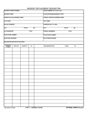 Incident Replacement Requisition Form