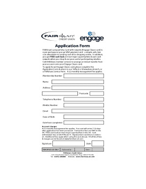 Engage Classic Card Application Form