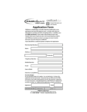 Prepaid VISA Debit Card Application Form
