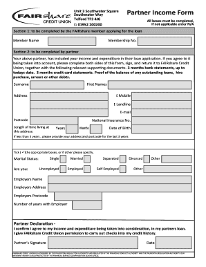 FAIRshare Partner Income Form