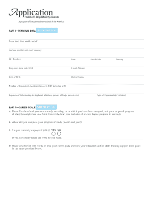 Women's Opportunity Awards Application