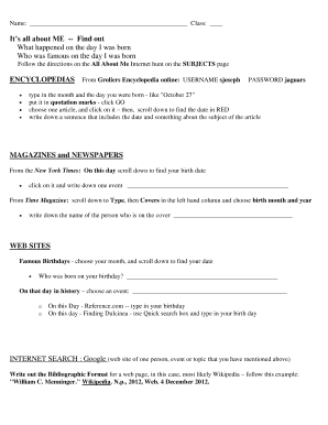 All About Me Internet Hunt