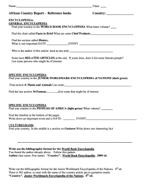 African Country Report Form