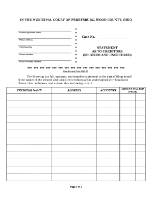 Ohio Statement to Creditors Form