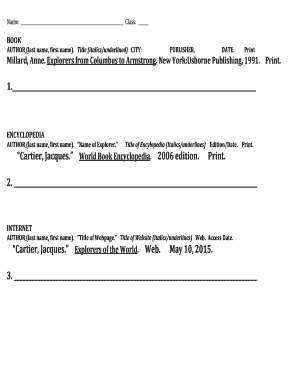 Bibliography Form Template