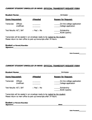 Official Transcript Request Form
