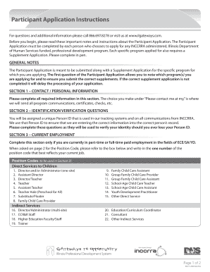 Participant Application for INCCRRA Programs