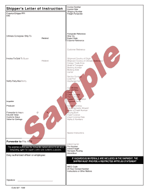 Shipper's Letter of Instruction