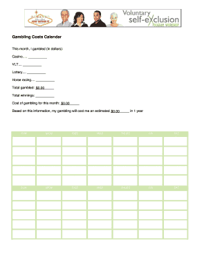 Gambling Costs Calendar