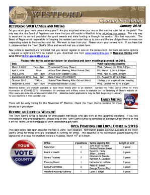Westford Census and Voting Form