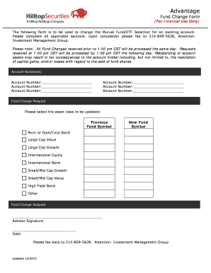 Advantage Fund Change Form