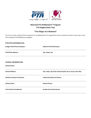 National PTA Reflections Program Registration Form