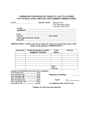 Missouri PTA Ribbon Order Form