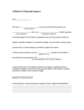 Affidavit of Financial Support