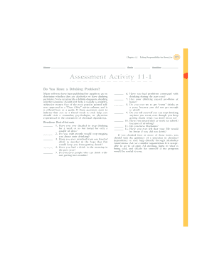 Alcoholism Self-Assessment Form