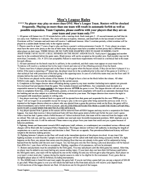 Men’s League Rules Agreement