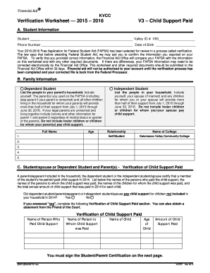 KVCC Verification Worksheet