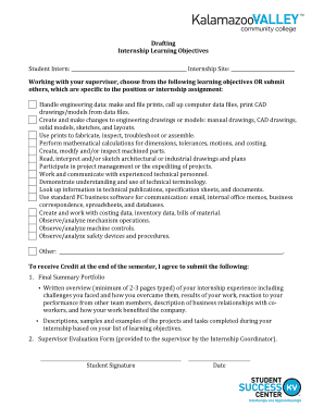 Internship Learning Objectives Form