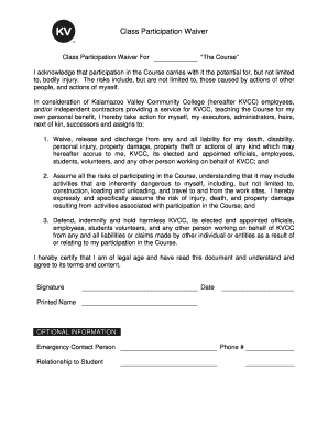 Class Participation Waiver