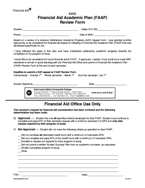 Financial Aid Academic Plan Review Form