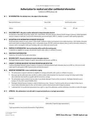 HIPAA Authorization Form for Insurance