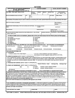 Senior Membership Application for Civil Air Patrol