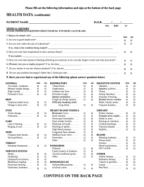 Dental Medical History Form