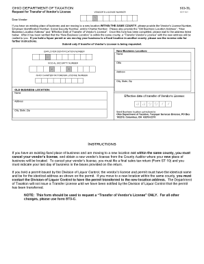 Ohio Vendor License Transfer Request