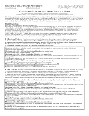 North Carolina Continuing Education Activity Approval Form