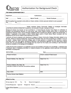 Authorization For Background Check