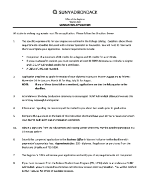 SUNY Adirondack Graduation Application