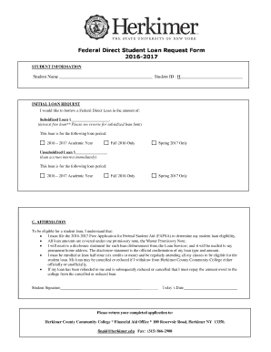 Federal Direct Student Loan Request Form