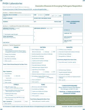 Zoonotic Diseases Requisition Form