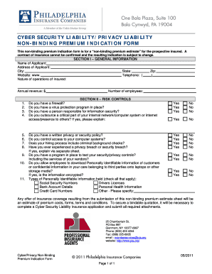 Cyber Security Liability Privacy Liability Form