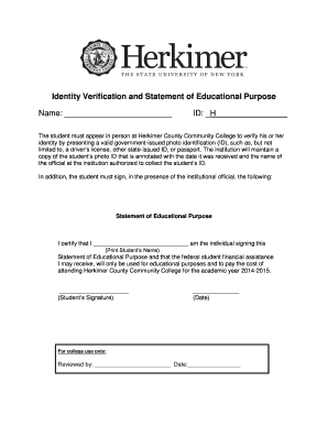 The student must appear in person at Herkimer County Community College to verify his or her - herkimer